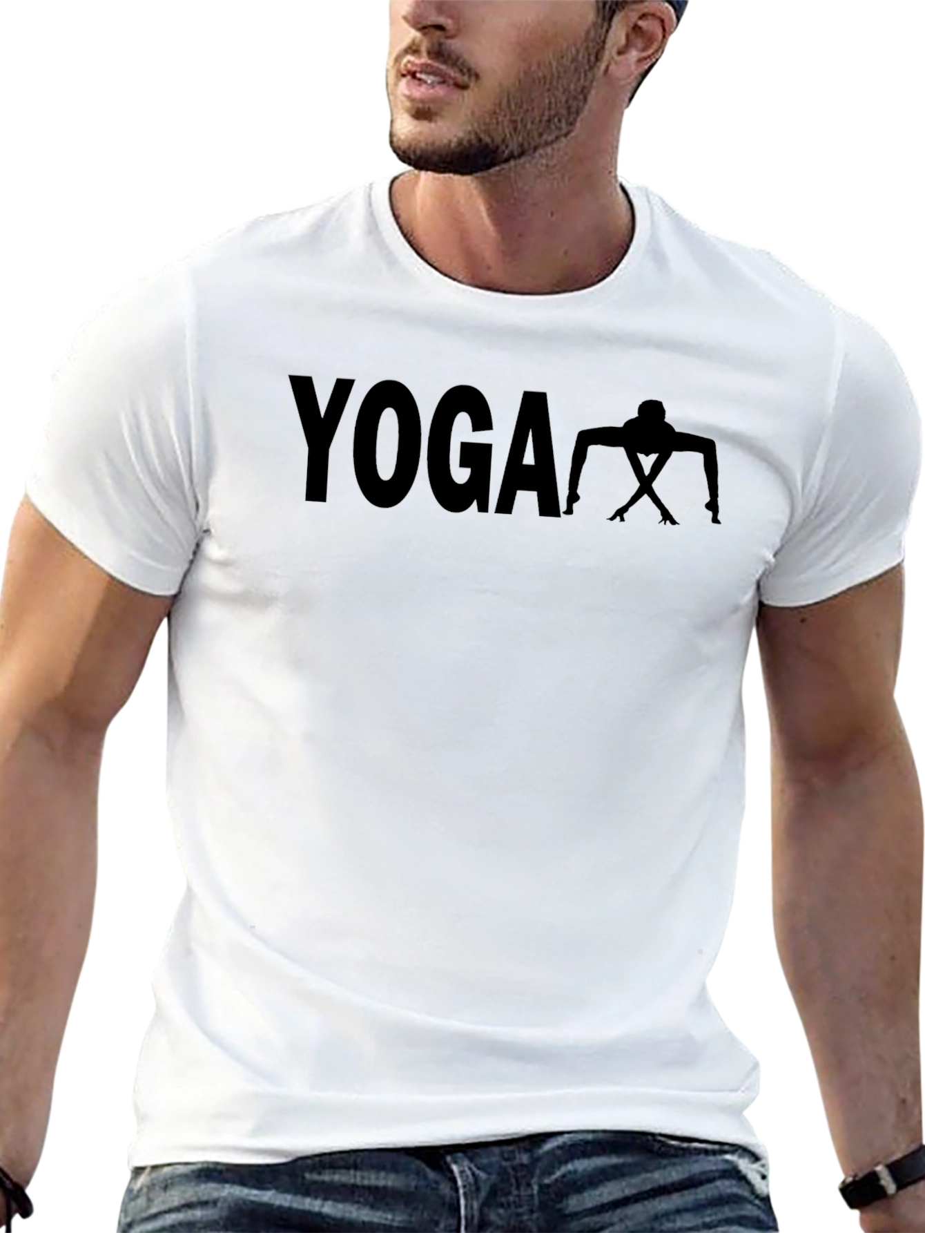 Yoga Pose Graphic Tee - Black Cotton T-Shirt