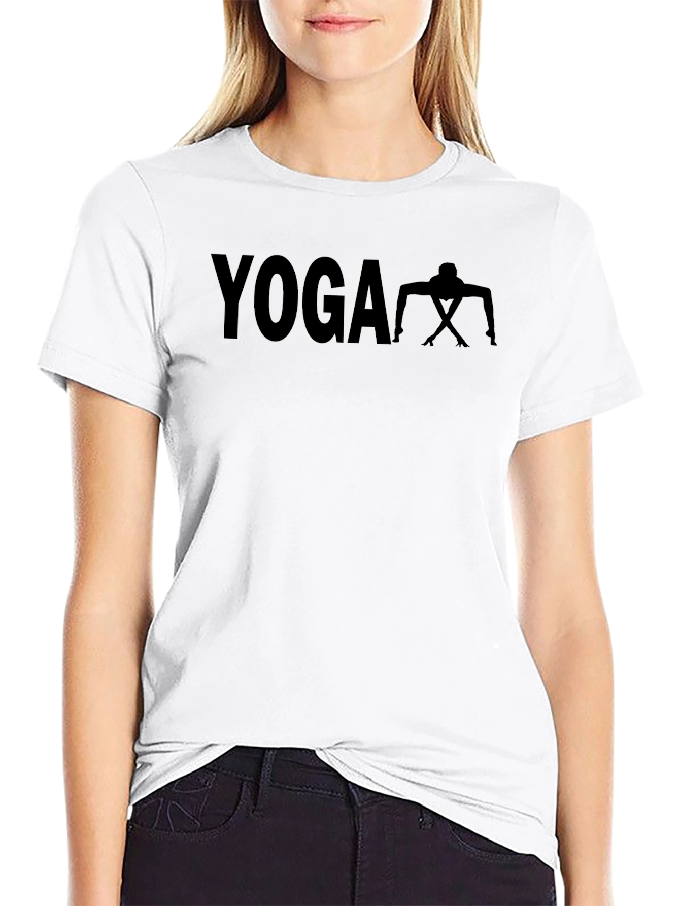Yoga Pose Graphic Tee - Black Cotton T-Shirt