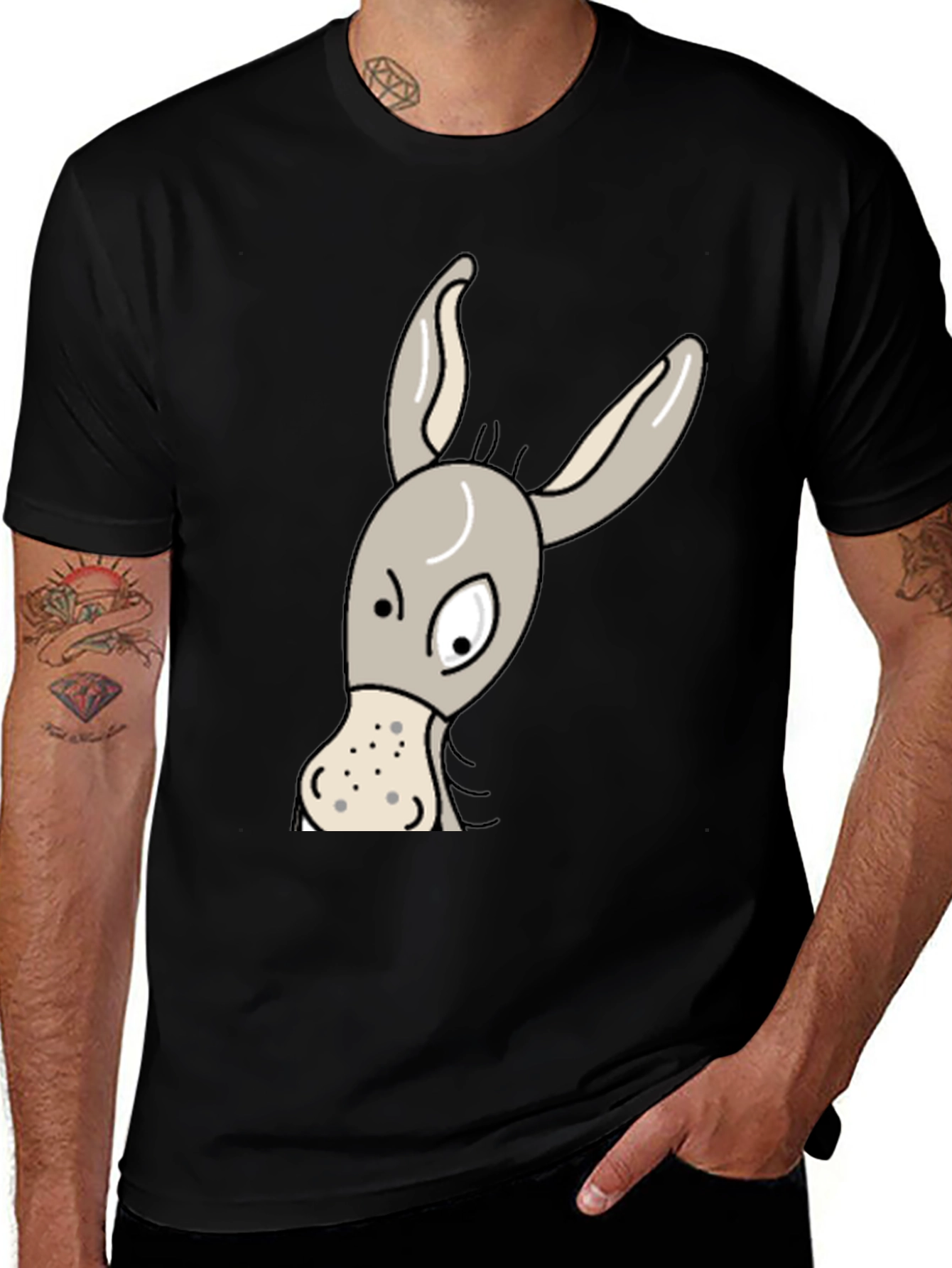 Funny Donkey Graphic T-Shirt - Mens Black Tee