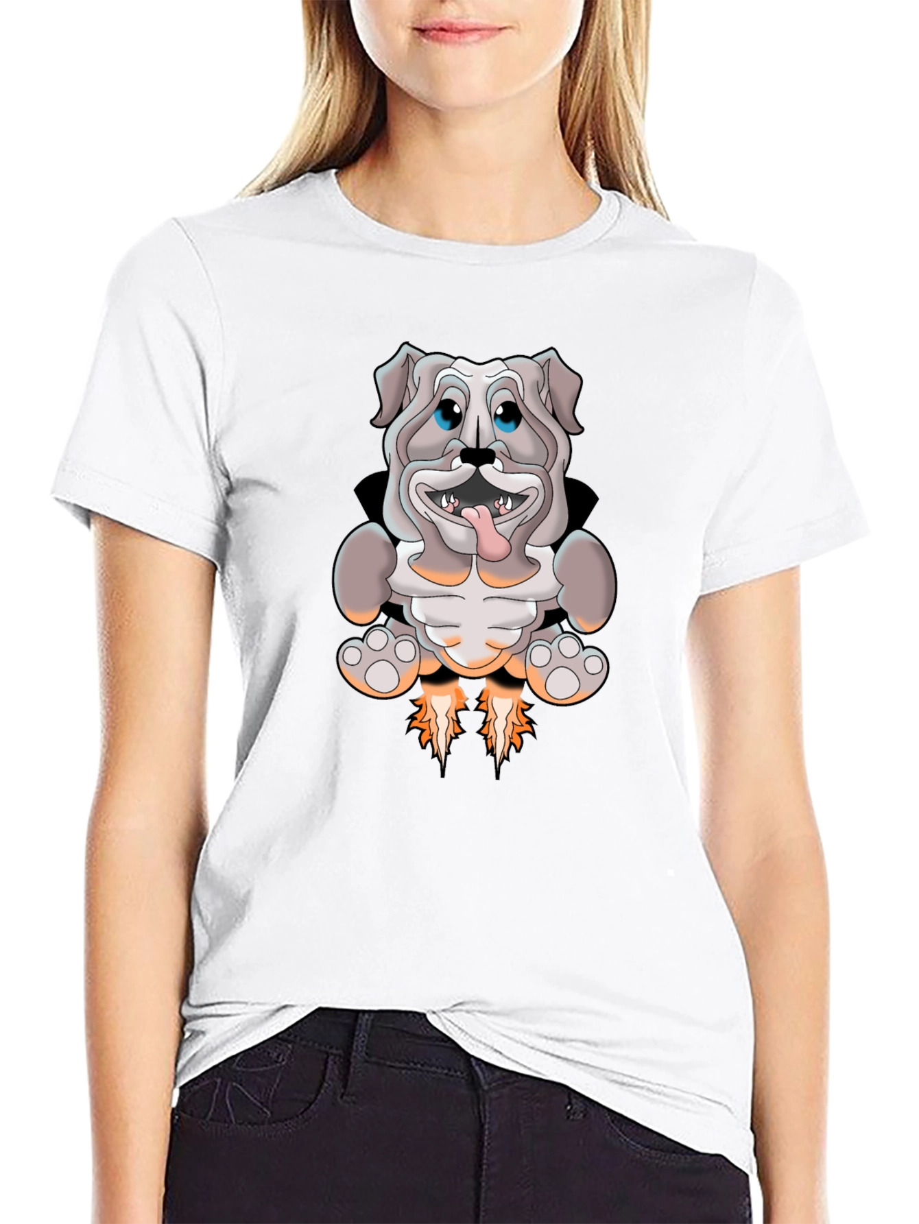 Bulldog Rocket T-Shirt - Black Cotton