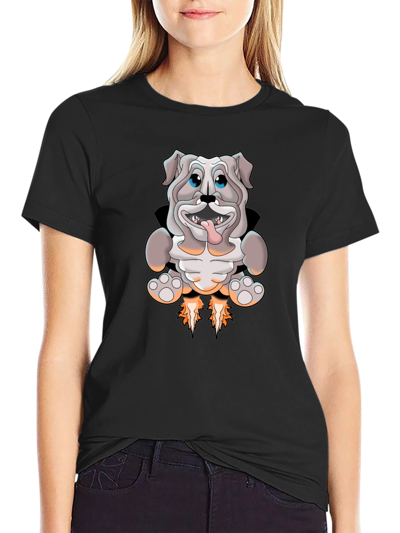 Bulldog Rocket T-Shirt - Black Cotton