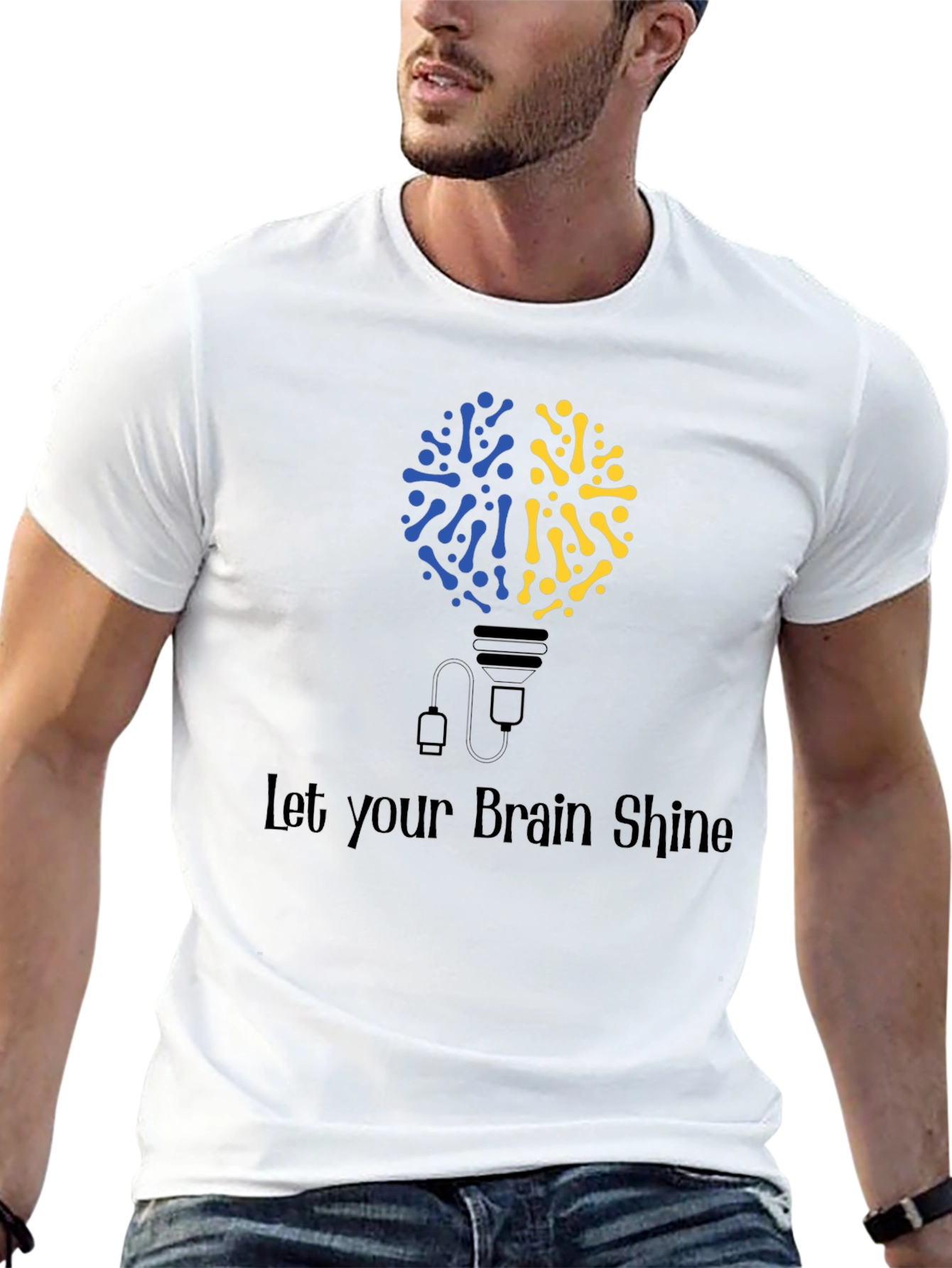 Brain Shine T-Shirt - Unique Brain Bulb Design
