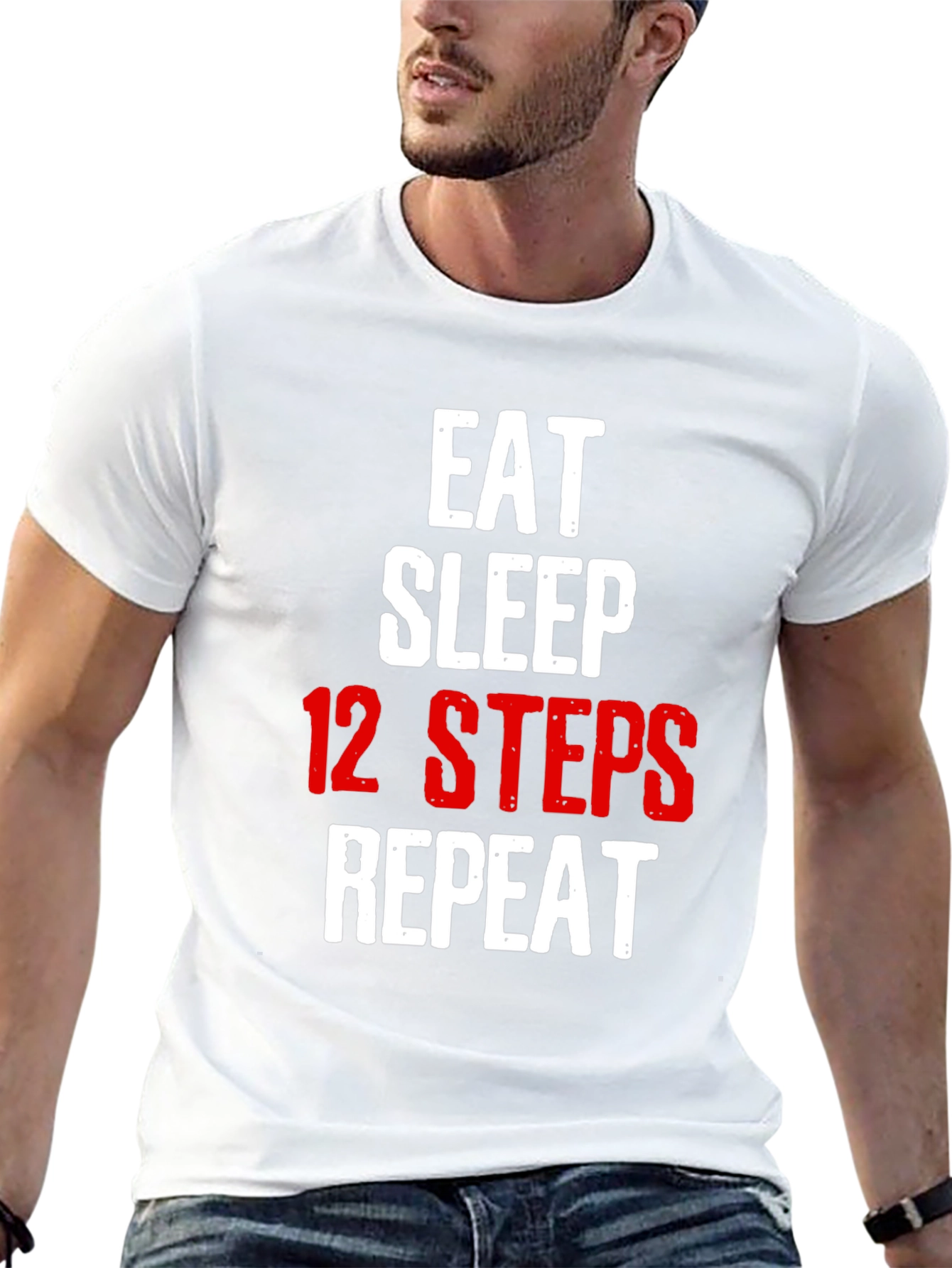 Eat Sleep 12 Steps Repeat Black T-Shirt
