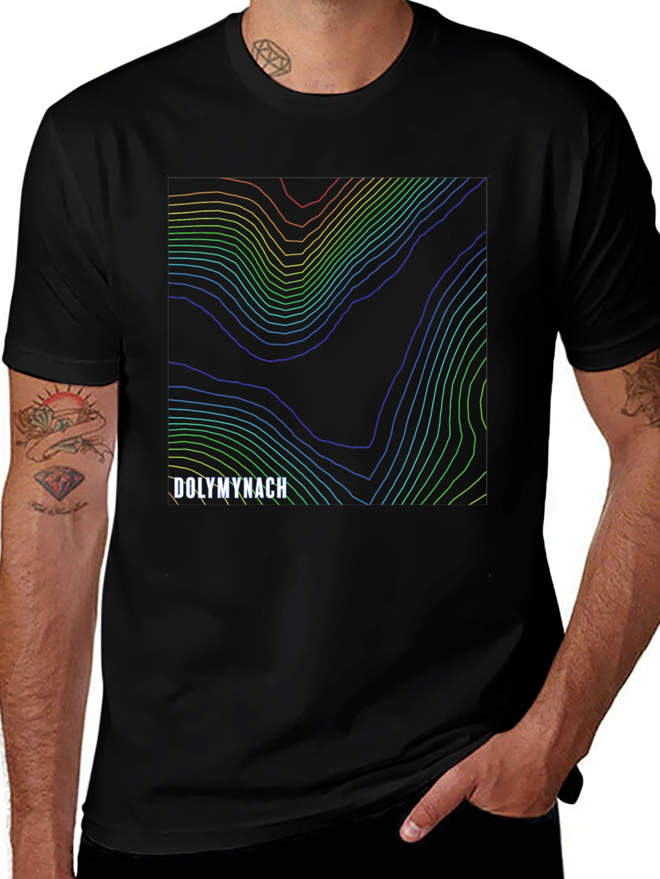 Dolymynach Topographic Map Black Tee - Unique Design