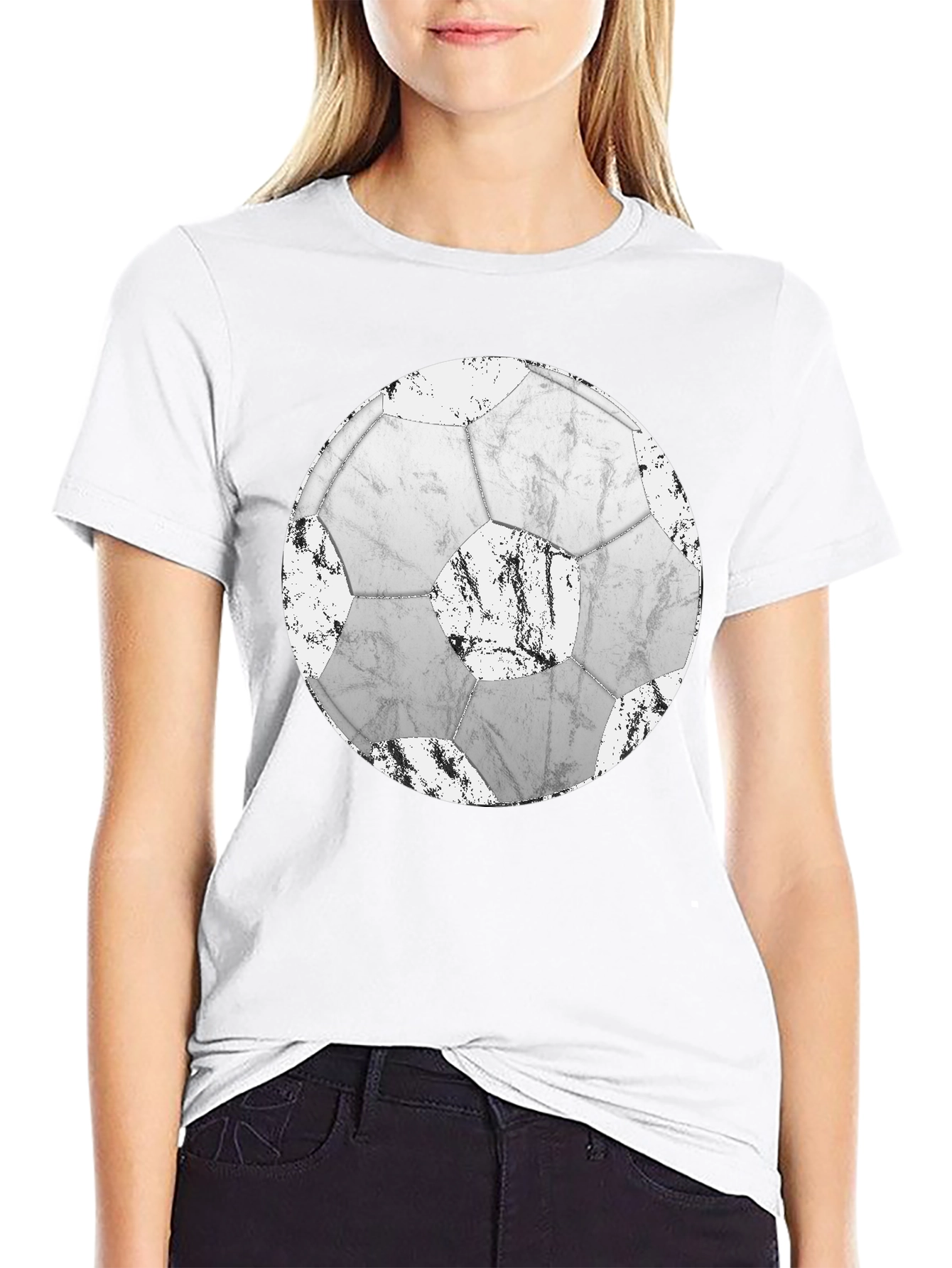 Distressed Soccer Ball Graphic T-Shirt