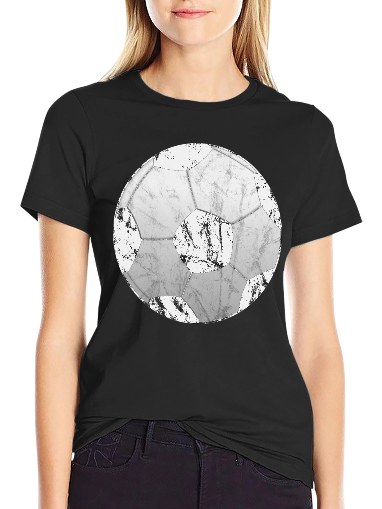 Distressed Soccer Ball Graphic T-Shirt