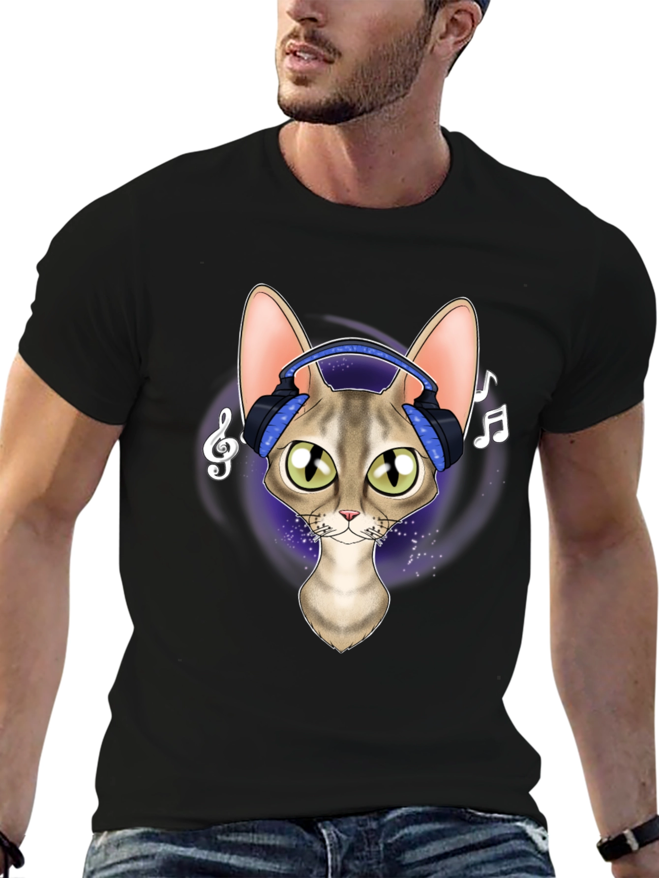 Cool Cat Headphones Graphic Tee