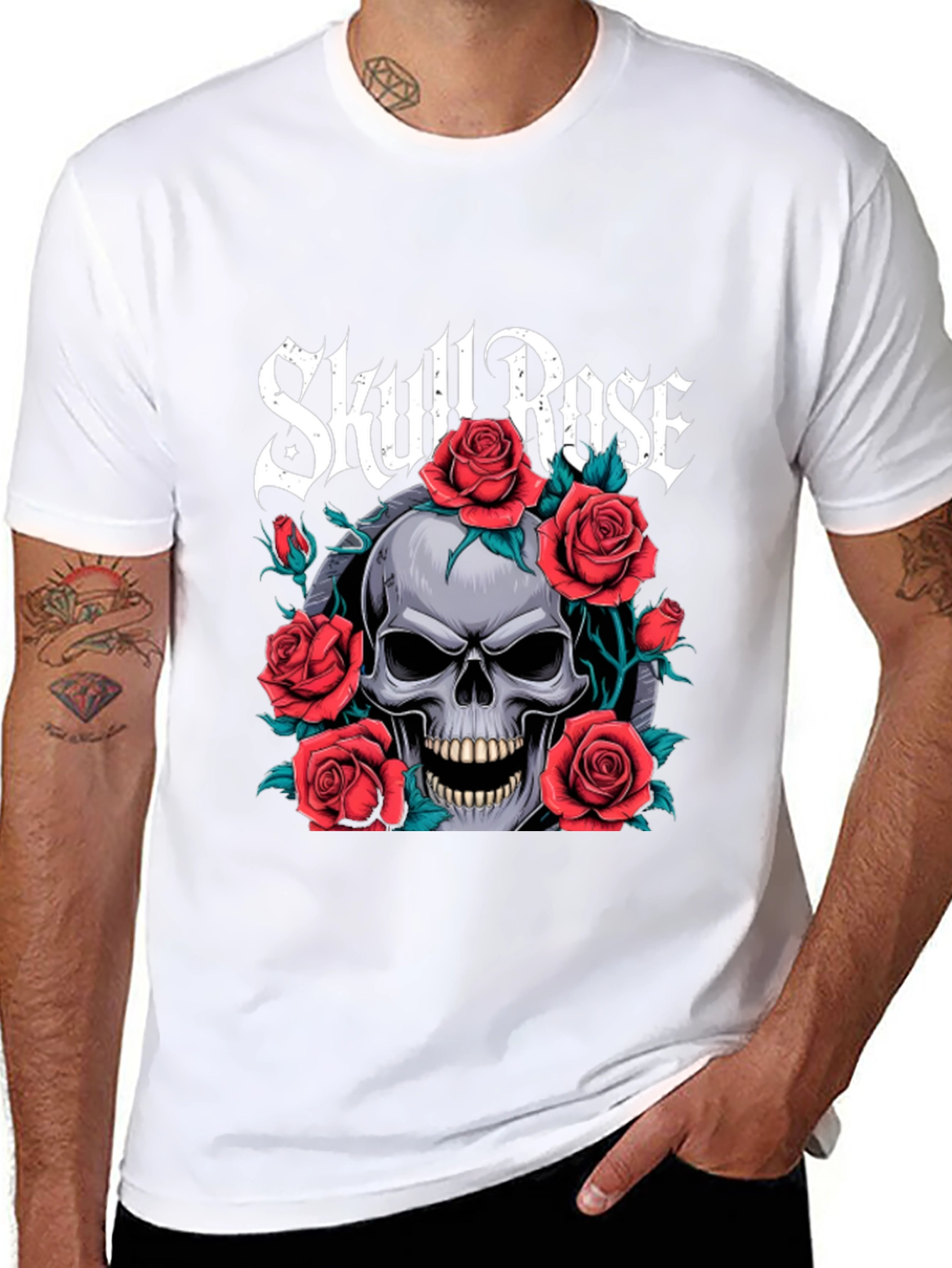 Skull & Roses Graphic Tee - Gothic Style T-Shirt
