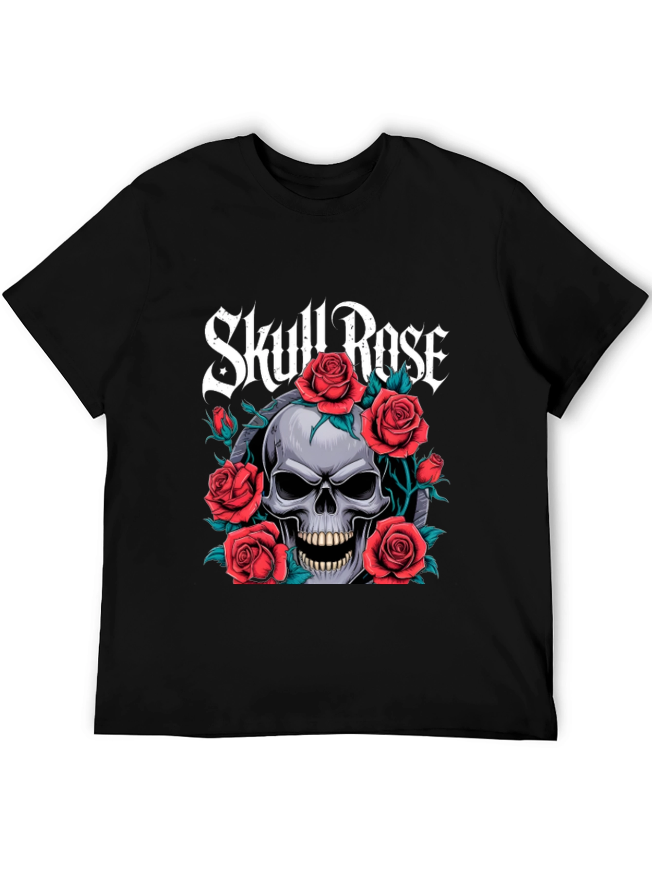 Skull & Roses Graphic Tee - Gothic Style T-Shirt