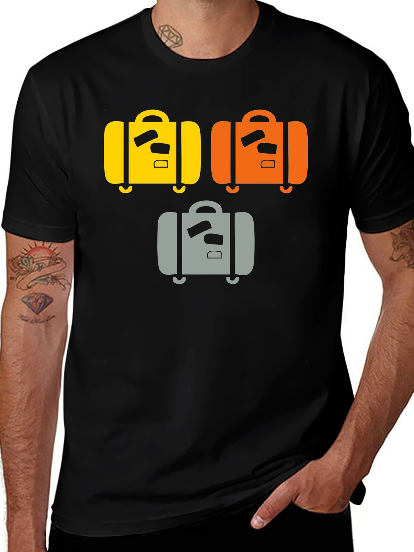 Suitcase Graphic Tee - Black Cotton T-Shirt