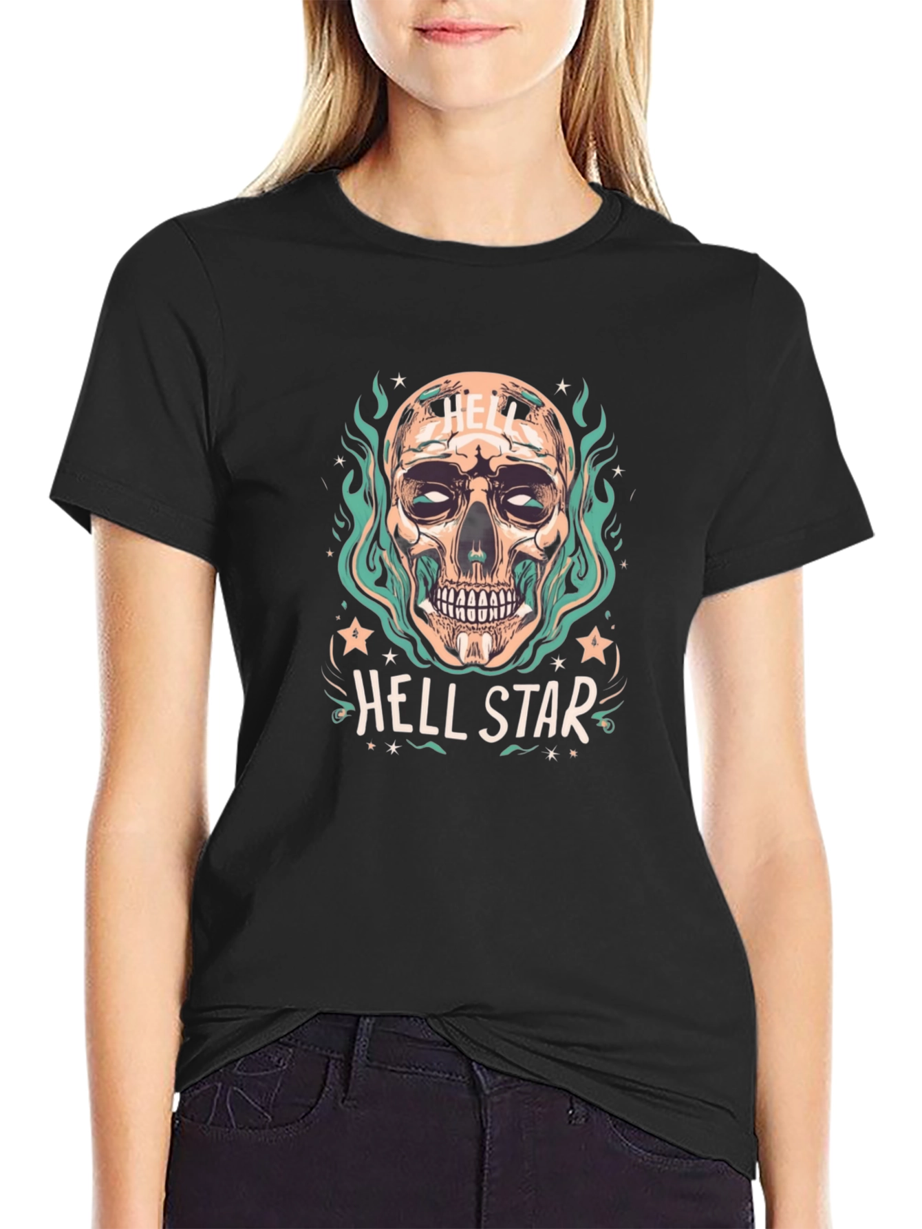 Hell Star Graphic T-Shirt Skull Design