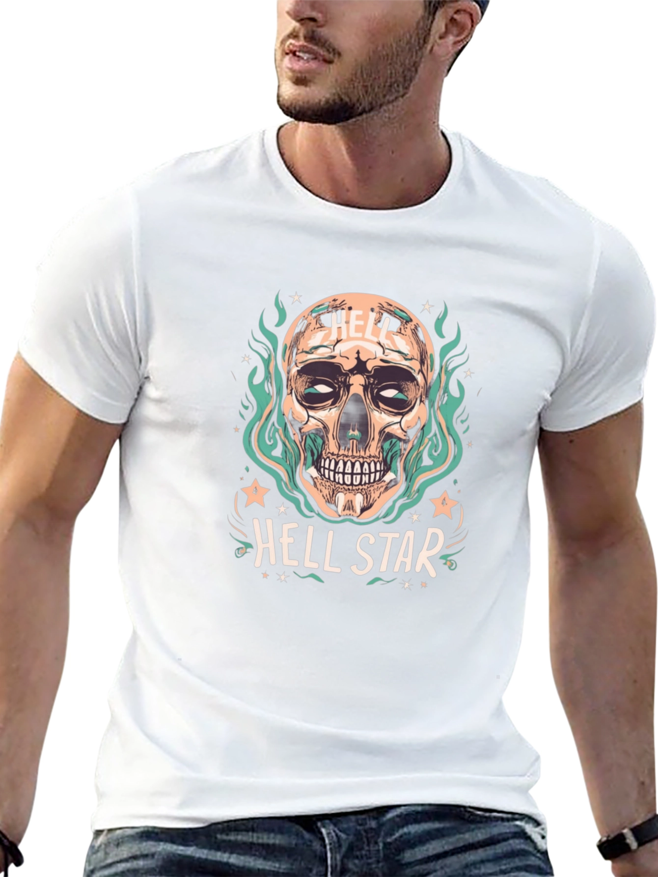 Hell Star Graphic T-Shirt Skull Design