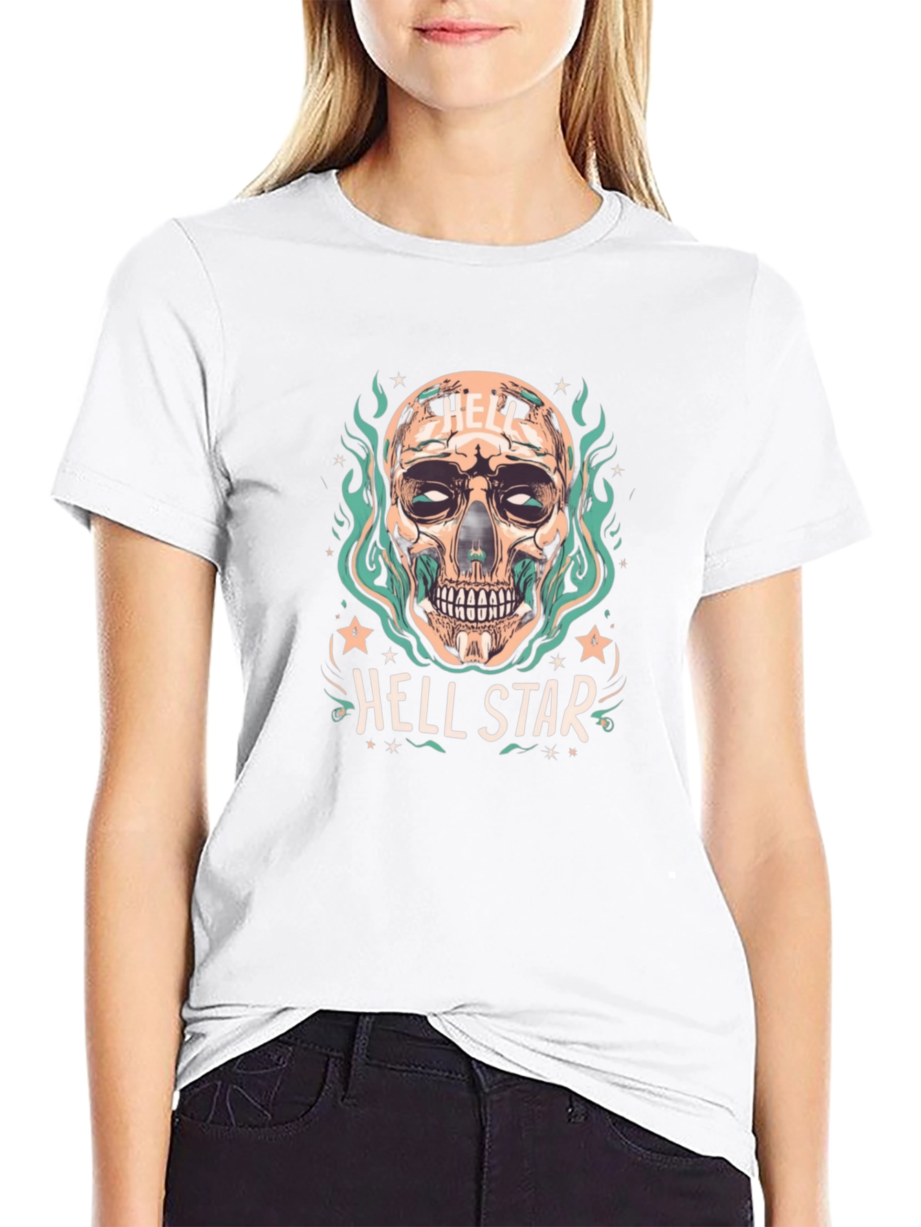 Hell Star Graphic T-Shirt Skull Design
