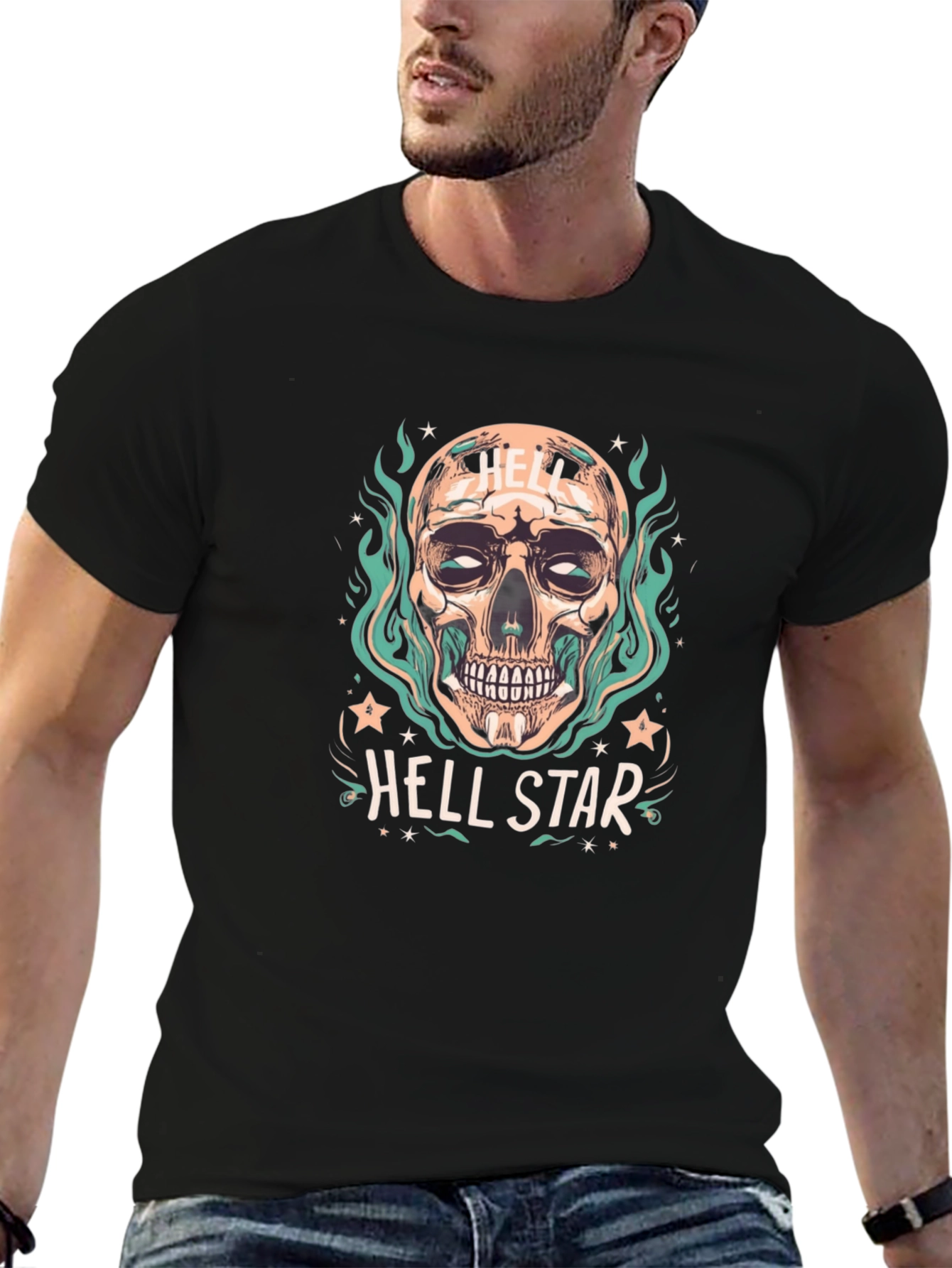 Hell Star Graphic T-Shirt Skull Design