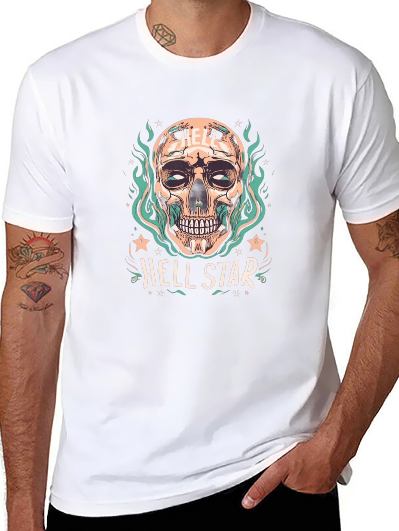 Hell Star Graphic T-Shirt Skull Design