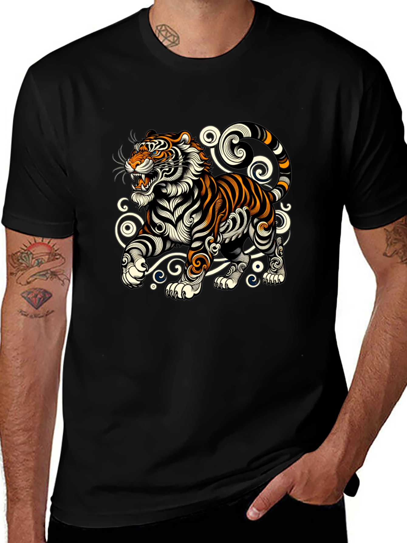 Tiger Graphic Tee - Stylish Black T-Shirt