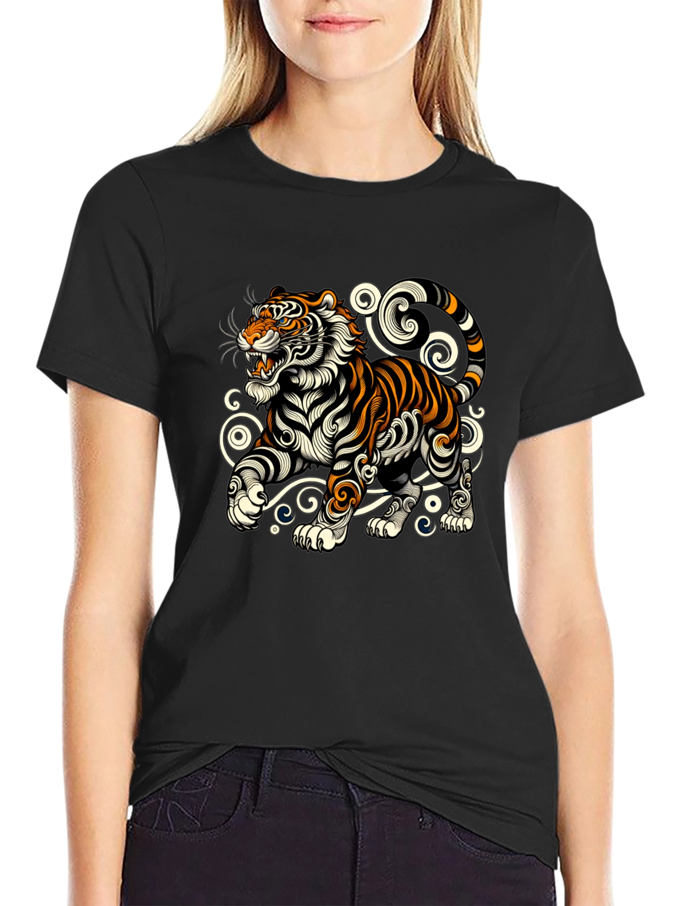 Tiger Graphic Tee - Stylish Black T-Shirt