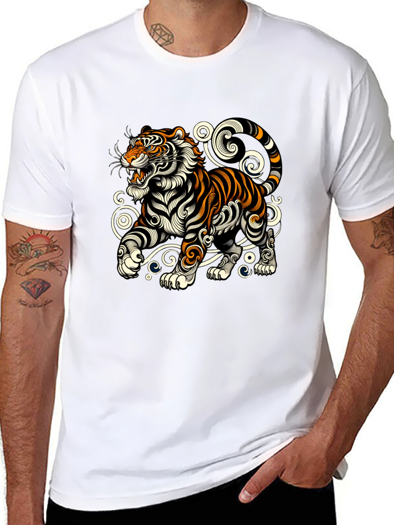 Tiger Graphic Tee - Stylish Black T-Shirt