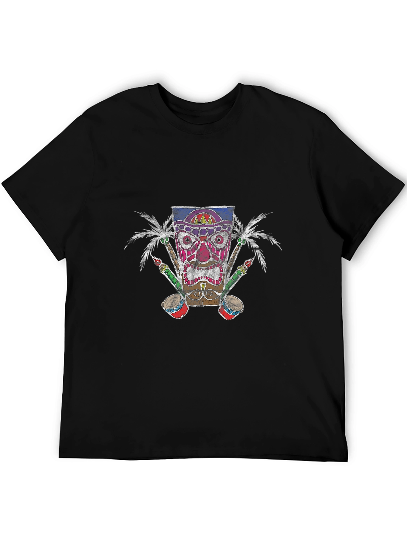Tiki Mask Graphic Tee - Tropical Vibes