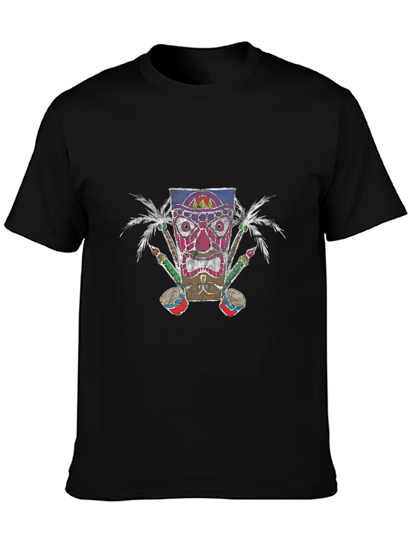 Tiki Mask Graphic Tee - Tropical Vibes