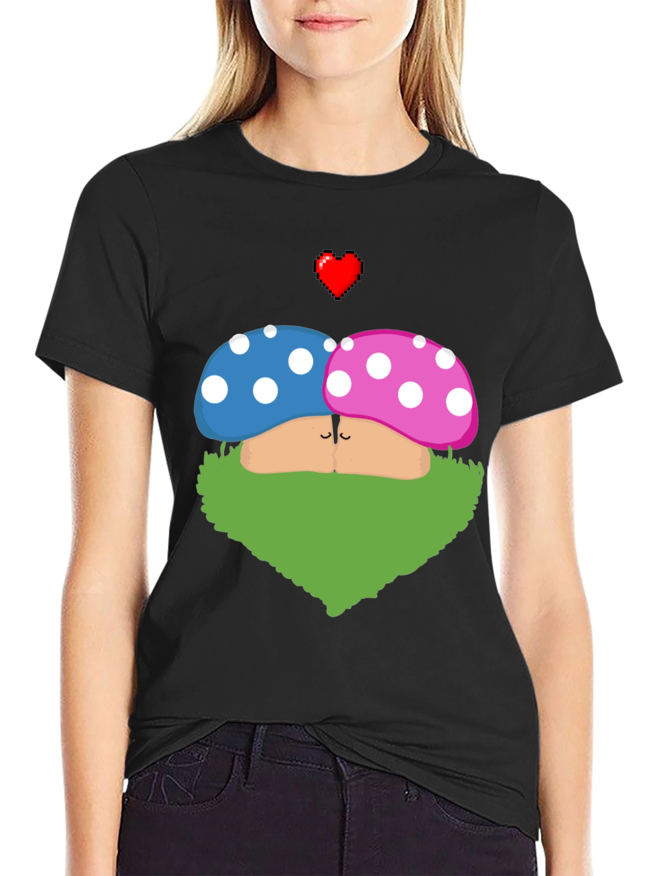 Kissing Mushroom Lover T-Shirt - Fun Novelty Tee