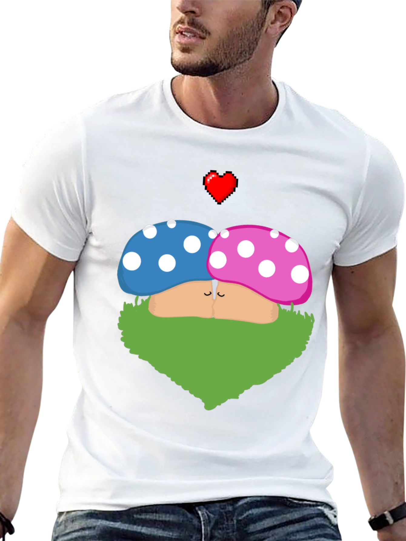 Kissing Mushroom Lover T-Shirt - Fun Novelty Tee