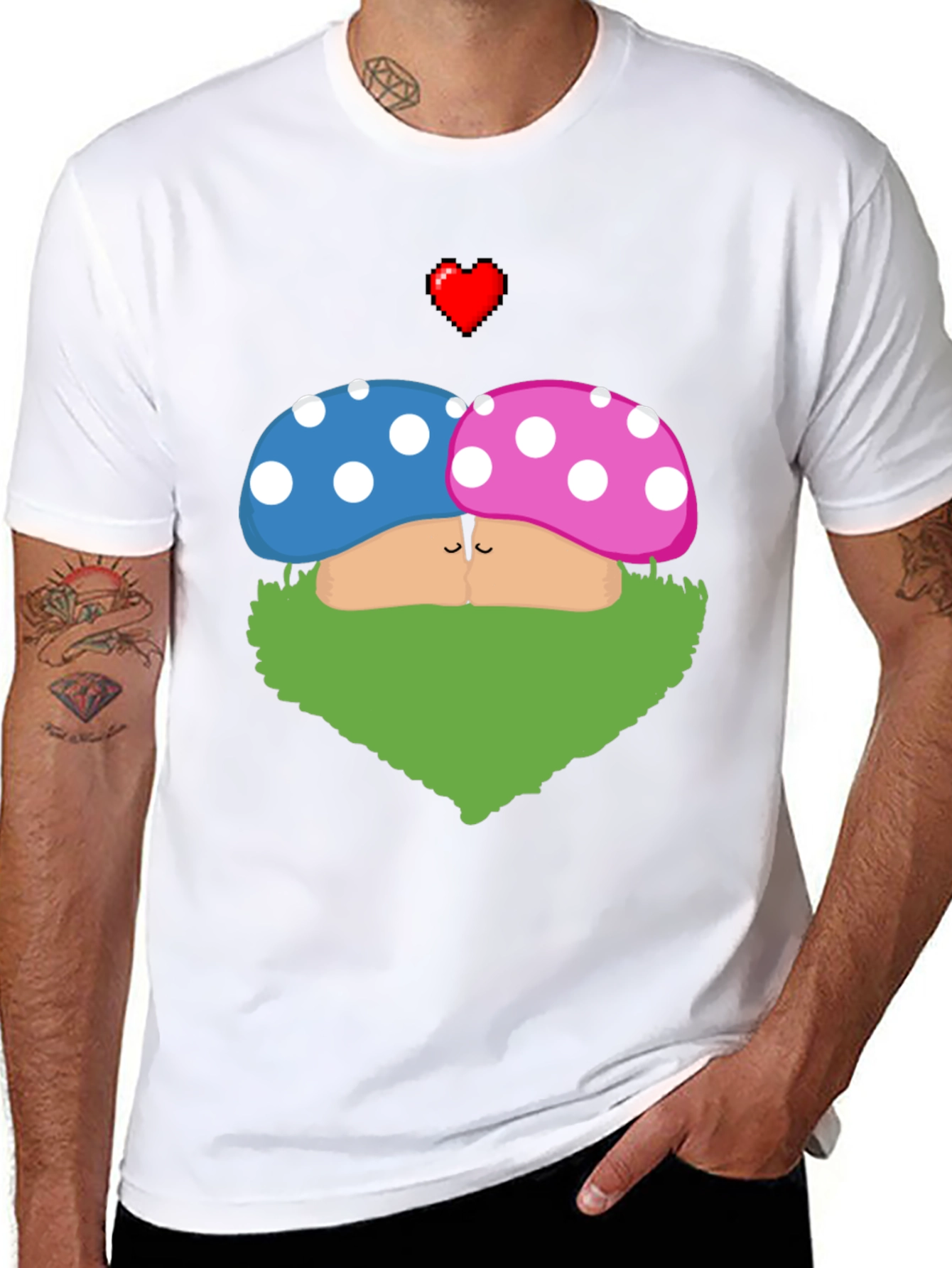 Kissing Mushroom Lover T-Shirt - Fun Novelty Tee