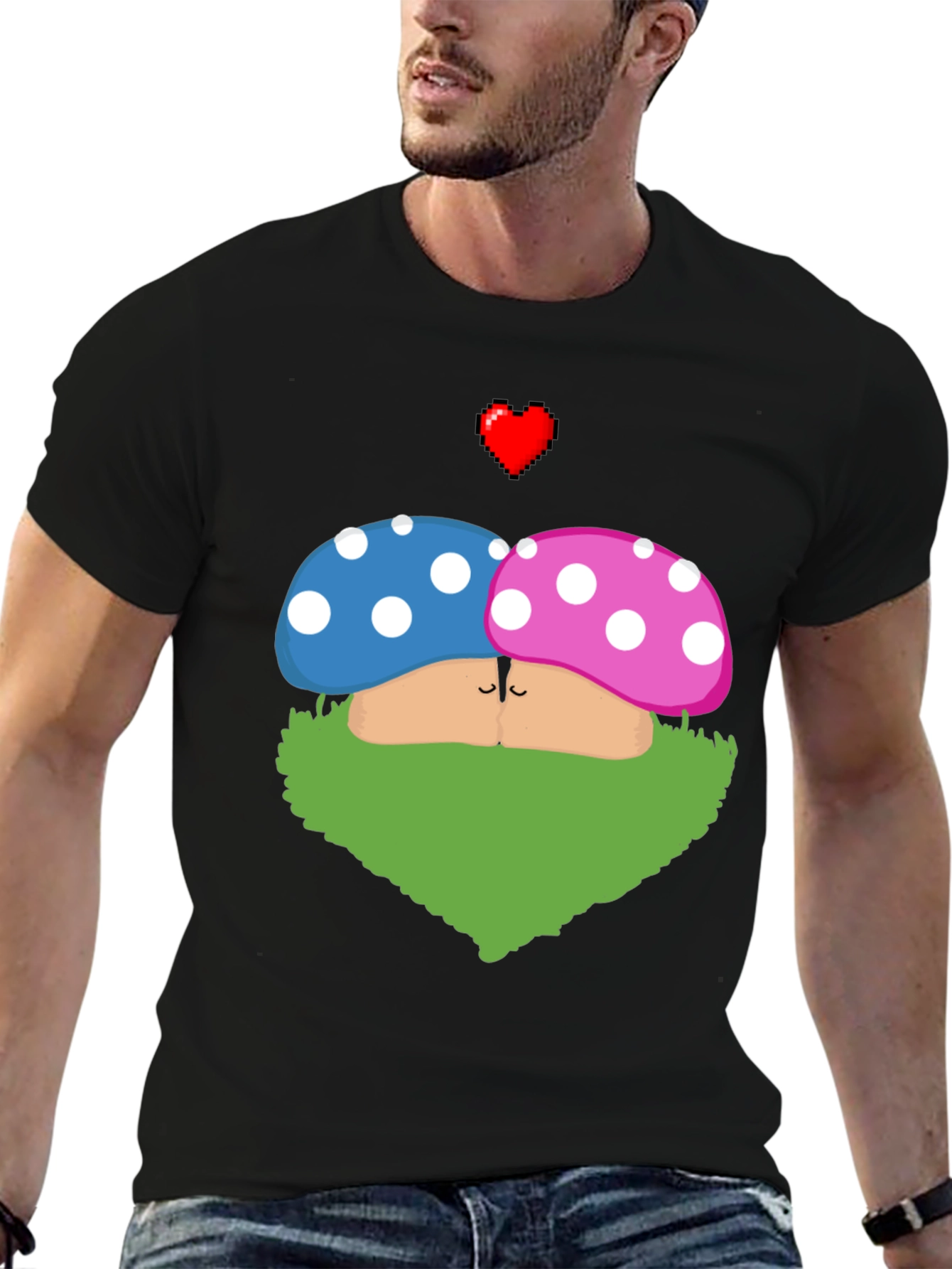 Kissing Mushroom Lover T-Shirt - Fun Novelty Tee
