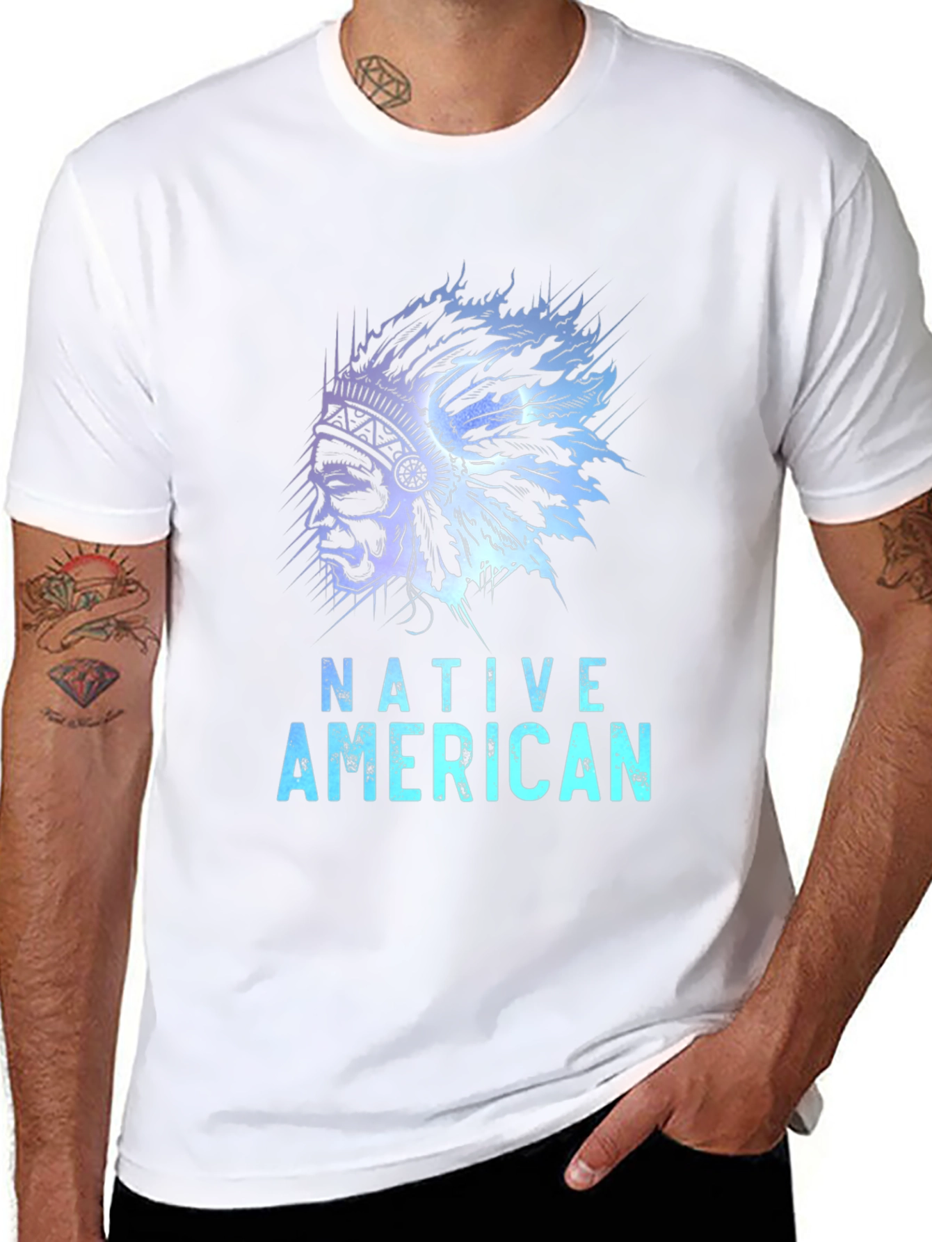 Native American Graphic Tee - Black Casual T-Shirt