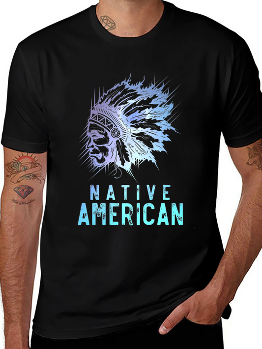 Native American Graphic Tee - Black Casual T-Shirt