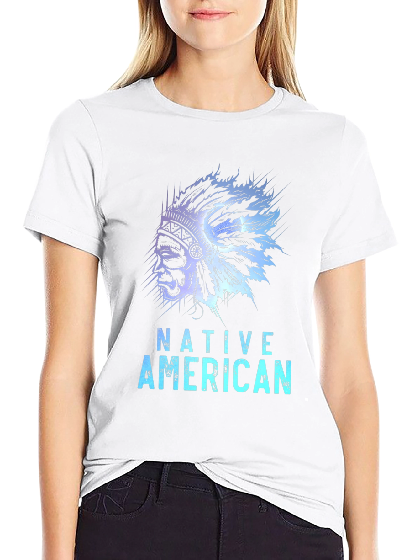 Native American Graphic Tee - Black Casual T-Shirt