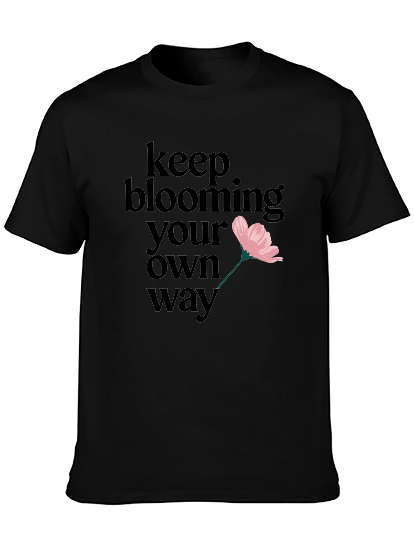 Keep Blooming Tee - Graphic Print Black T-Shirt