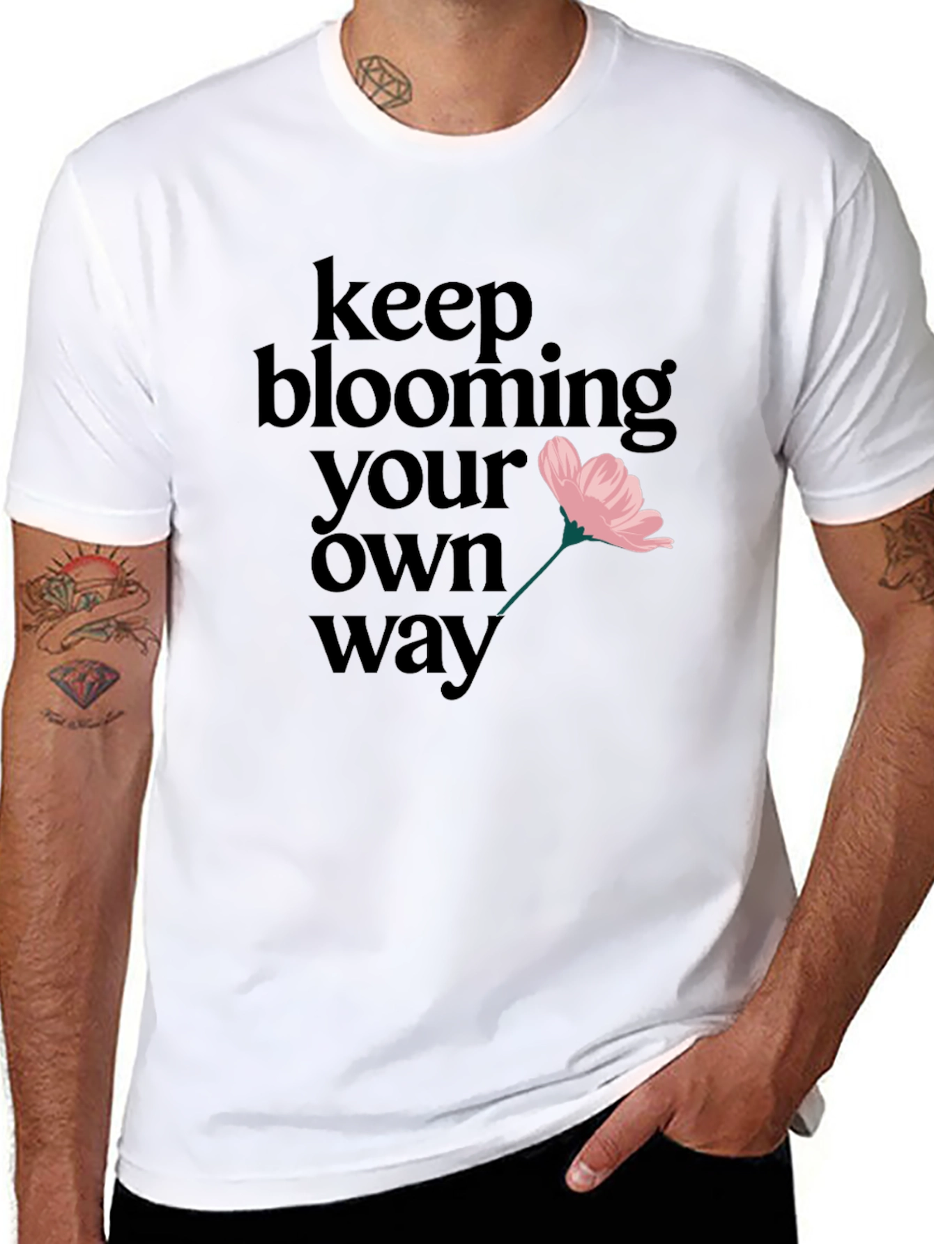 Keep Blooming Tee - Graphic Print Black T-Shirt