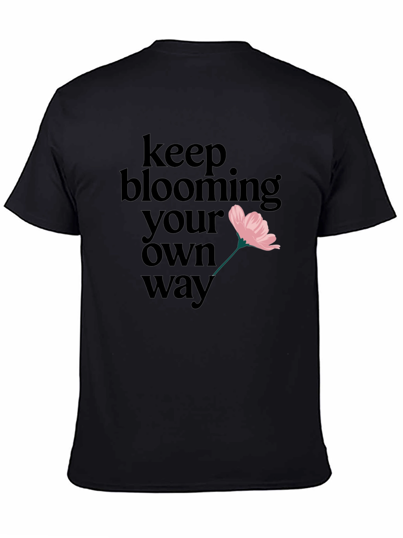 Keep Blooming Tee - Graphic Print Black T-Shirt
