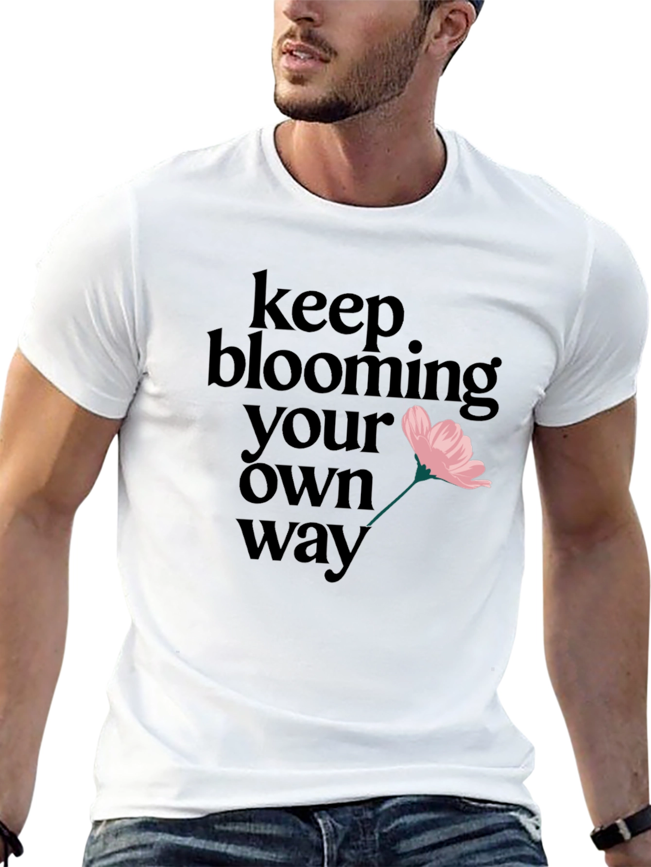 Keep Blooming Tee - Graphic Print Black T-Shirt