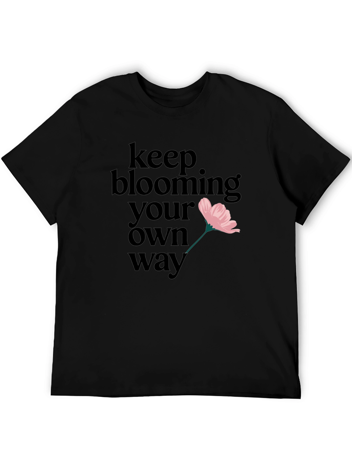 Keep Blooming Tee - Graphic Print Black T-Shirt