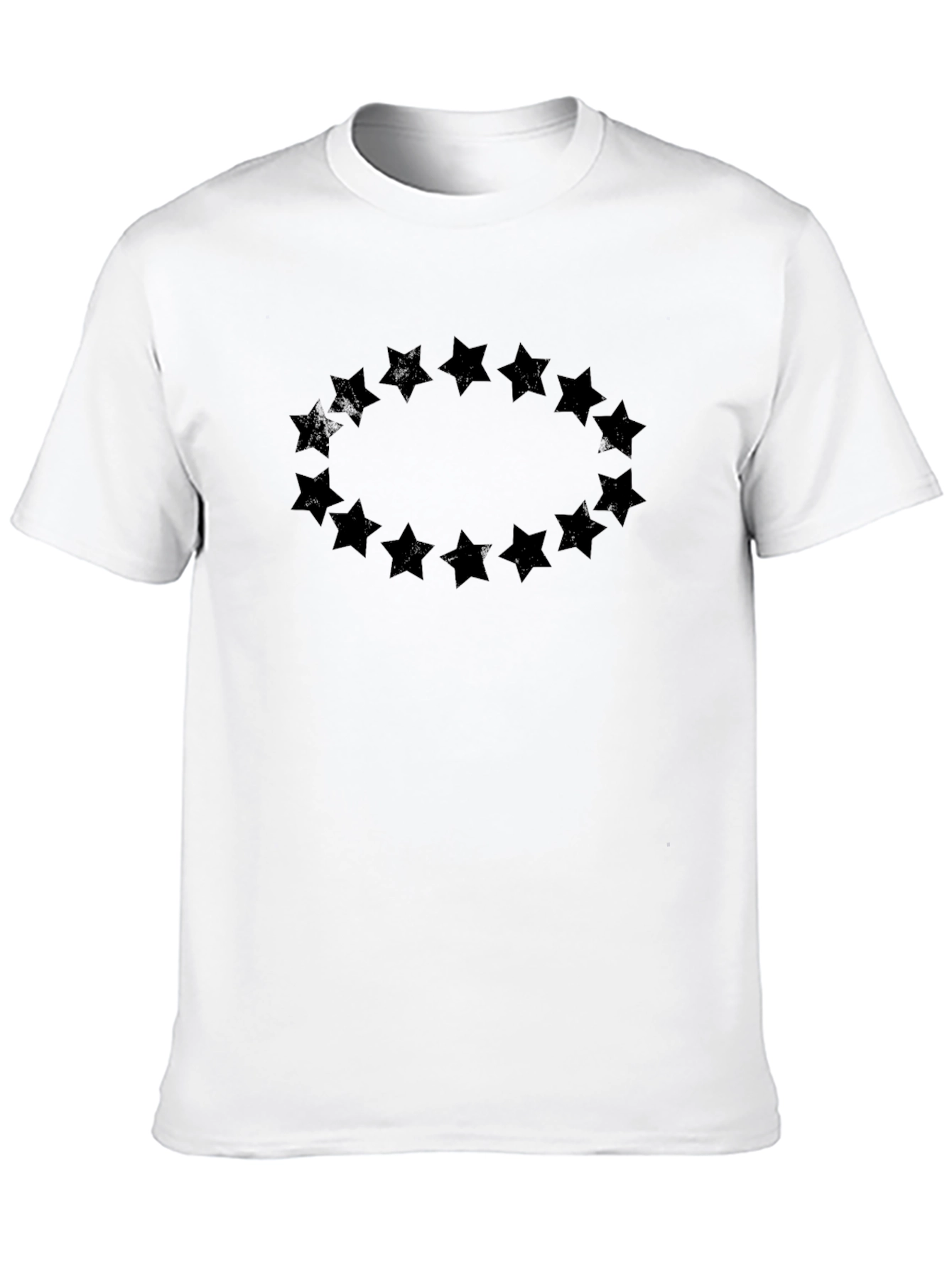 Mens Black T-Shirt with Star Circle Design