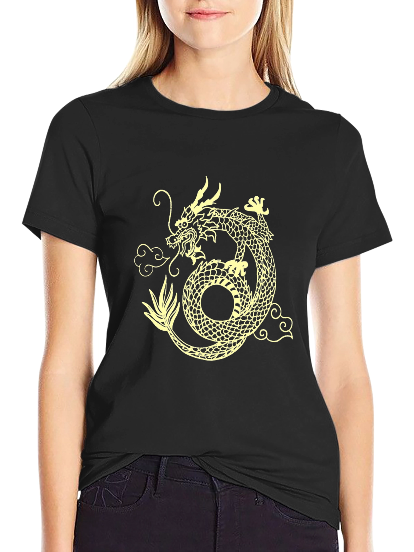 Dragon Graphic Tee - Black Cotton Blend