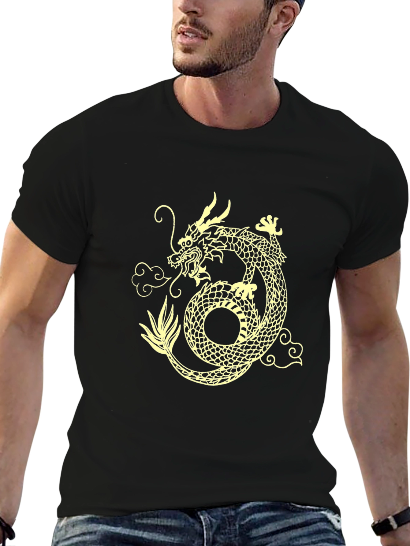 Dragon Graphic Tee - Black Cotton Blend