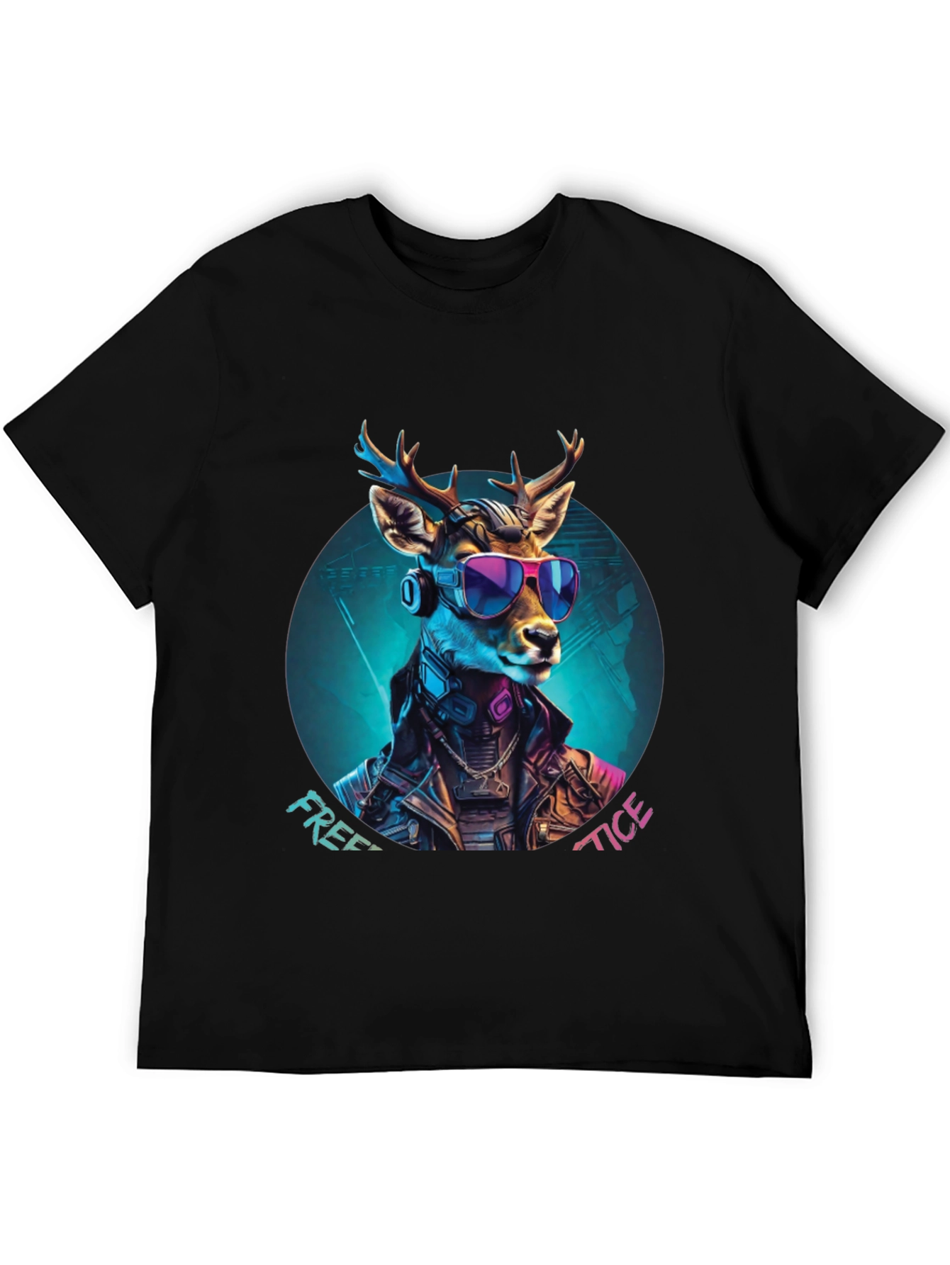 Cyberpunk Deer Graphic Tee - Free Tice