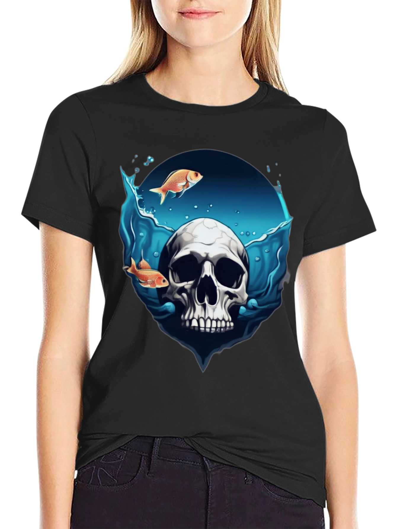 Skull & Fish Graphic T-Shirt