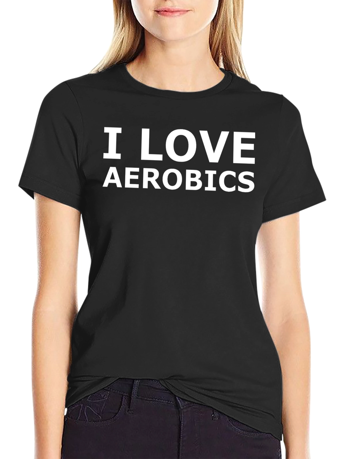 I Love Aerobics Black T-Shirt - Fitness Apparel