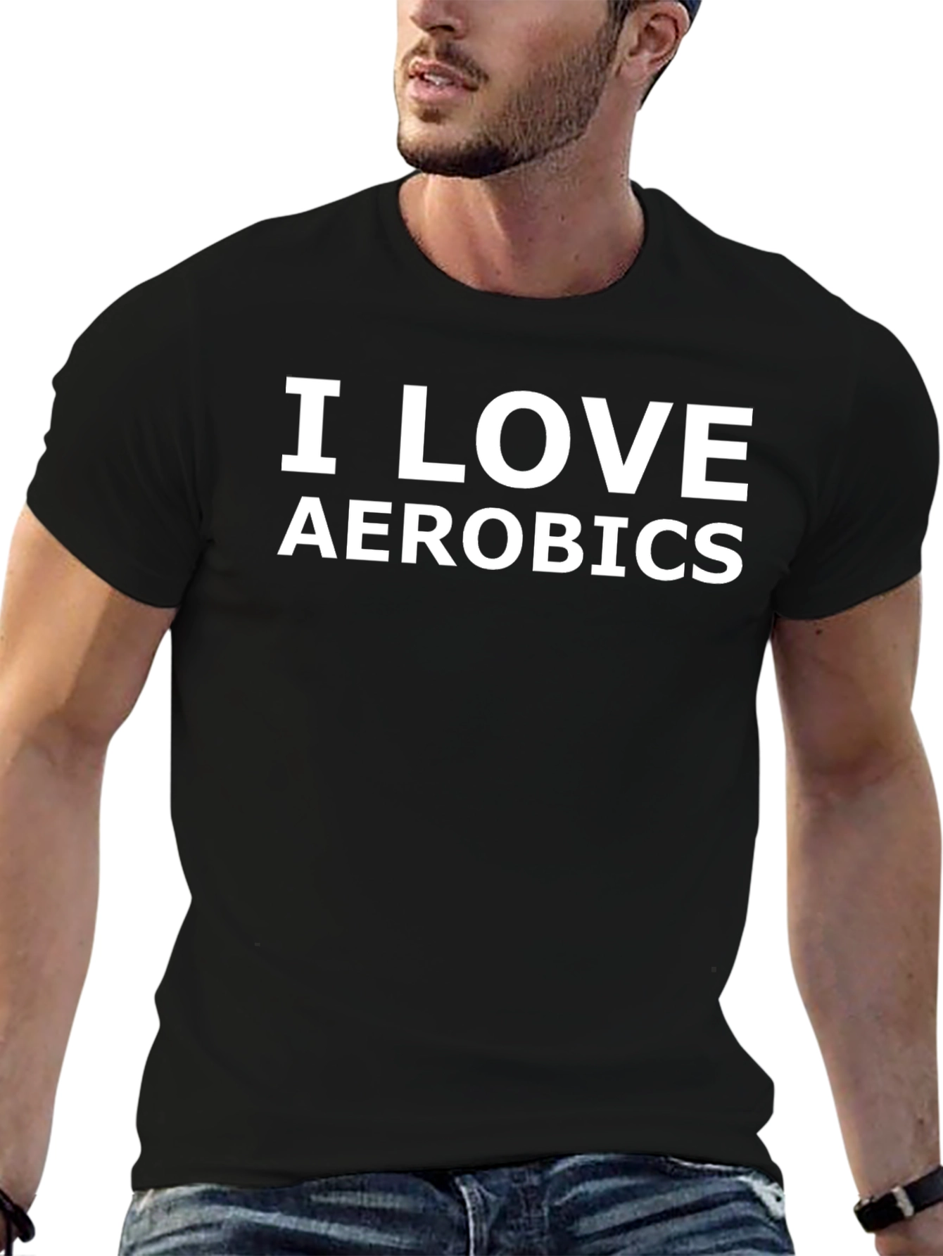 I Love Aerobics Black T-Shirt - Fitness Apparel
