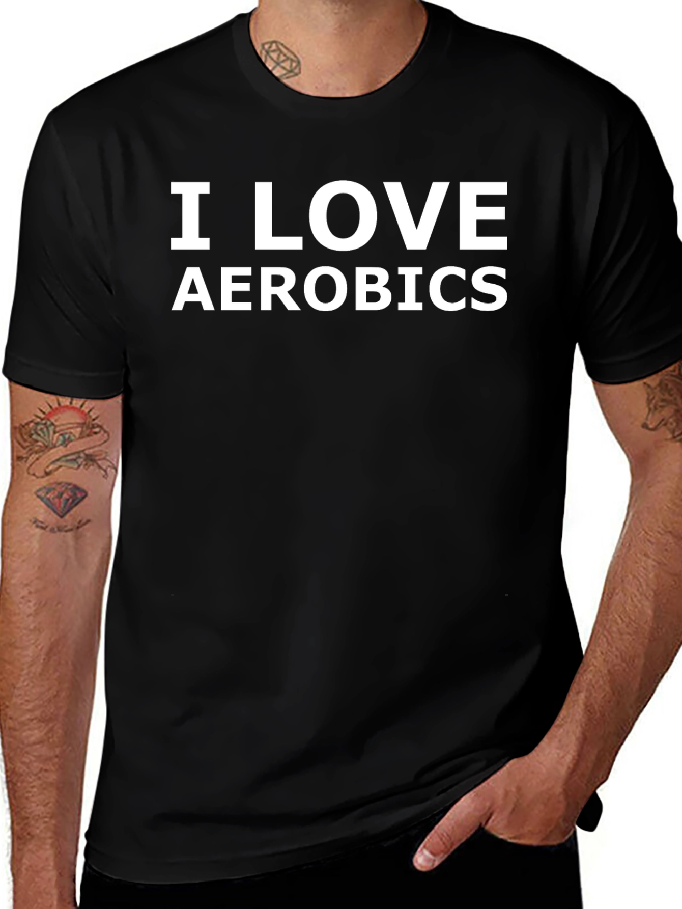 I Love Aerobics Black T-Shirt - Fitness Apparel