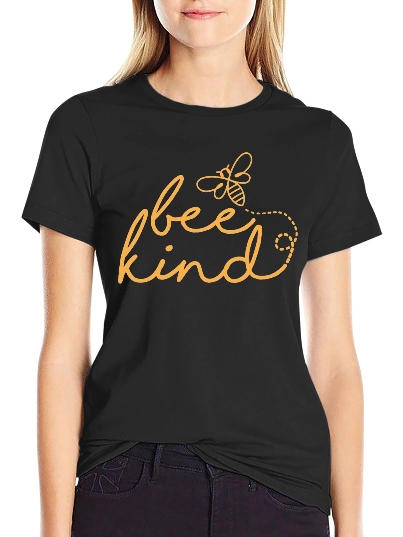 Bee Kind Graphic Tee - Black Cotton T-Shirt