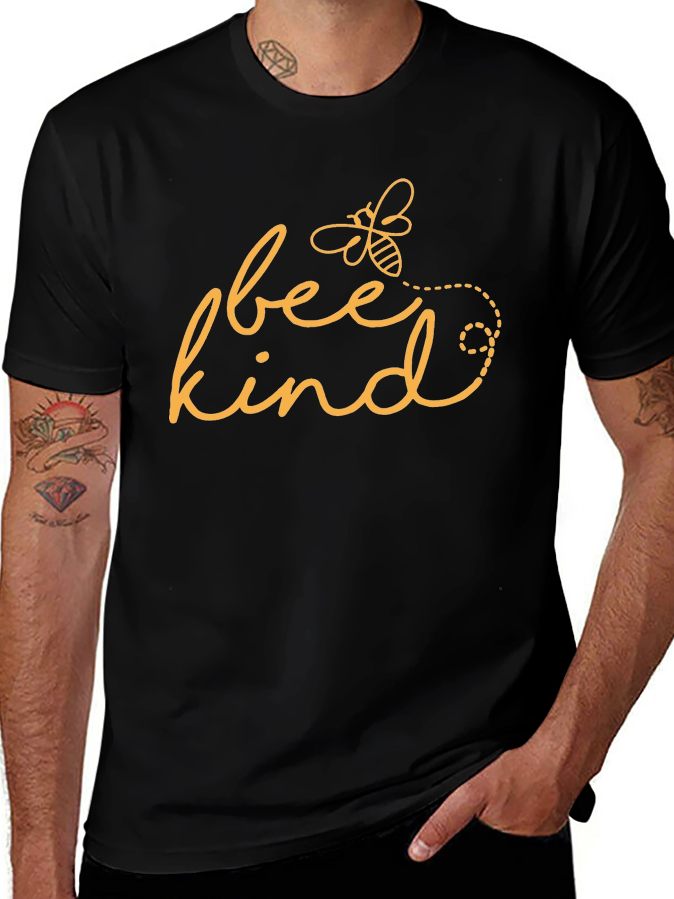 Bee Kind Graphic Tee - Black Cotton T-Shirt