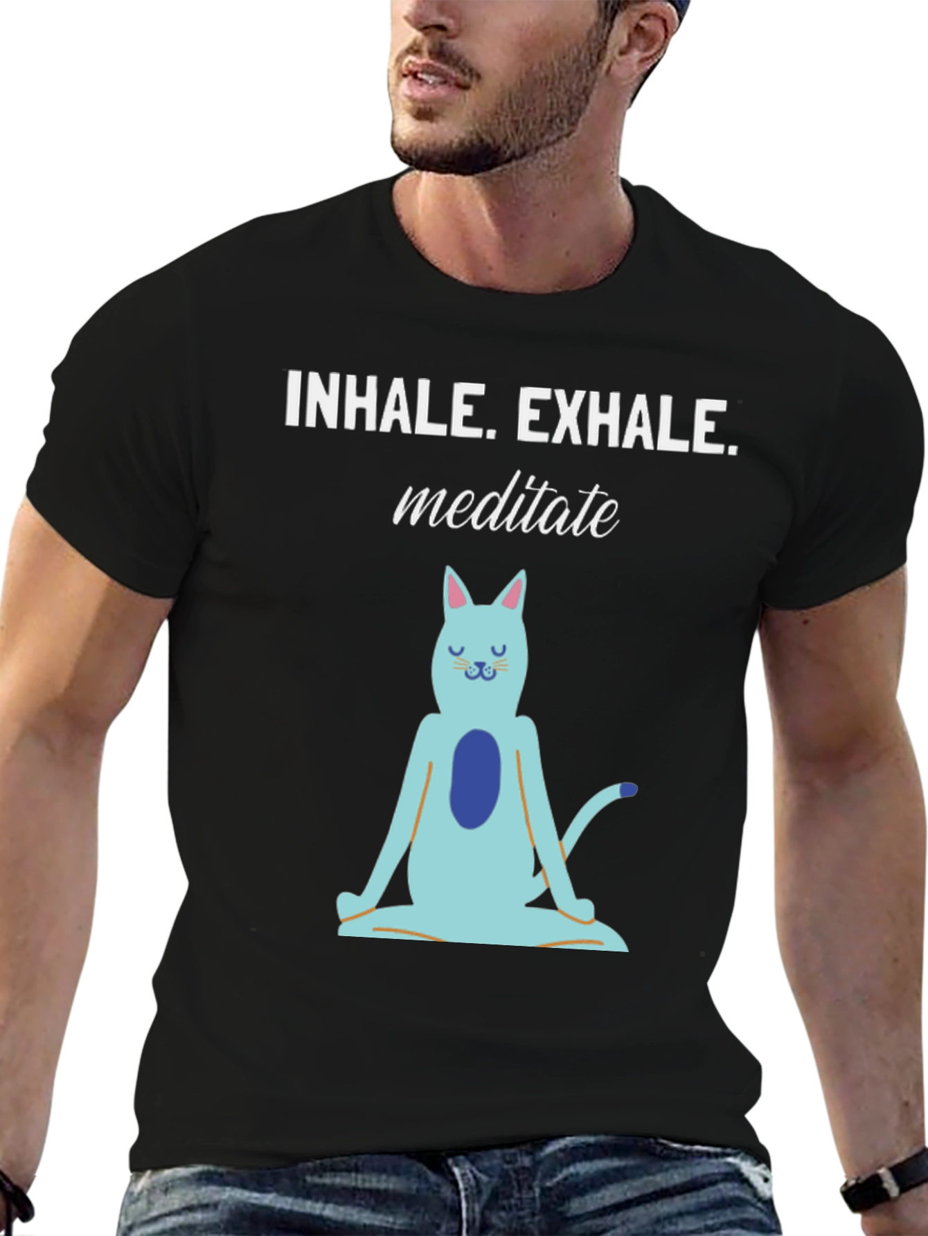 Meditating Cat Graphic T-Shirt