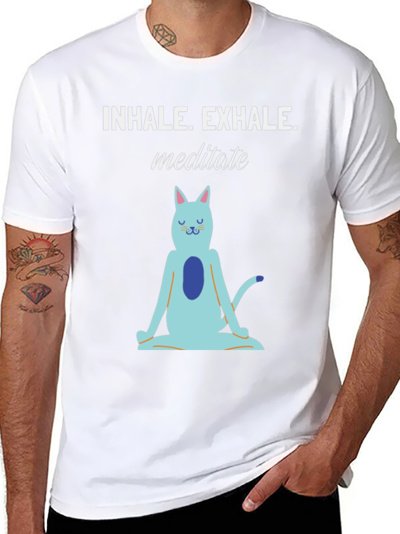 Meditating Cat Graphic T-Shirt