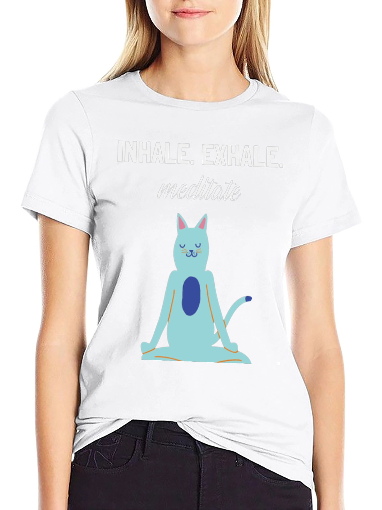 Meditating Cat Graphic T-Shirt