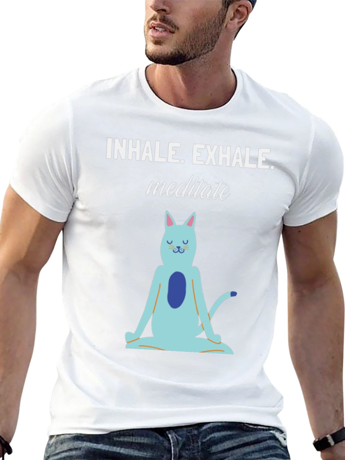 Meditating Cat Graphic T-Shirt